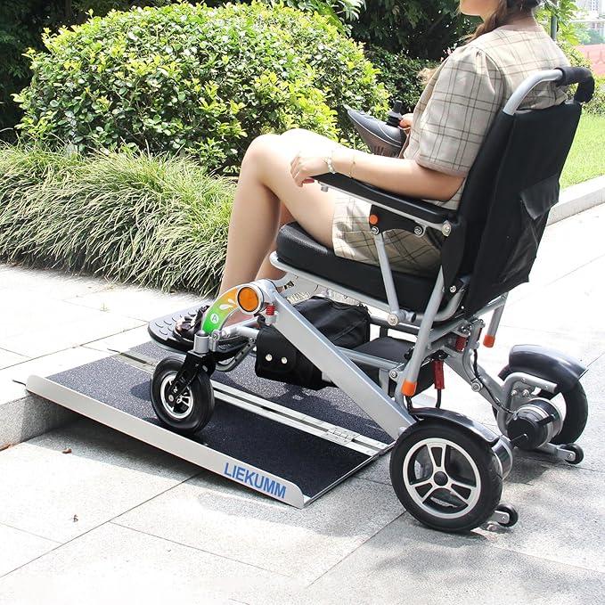 LIEKUMM Rampa Plegable para Silla de Ruedas 61cm, Rampa Portátil de Aluminio con Superficie Antideslizante