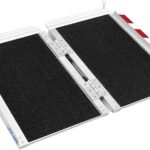 Rampa Plegable para Silla de Ruedas 61cm, Rampa Portátil de Aluminio con Superficie Antideslizante, Rampa Minusvalidos para escaleras, Puertas, Pasos
