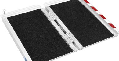 Rampa Plegable para Silla de Ruedas 61cm, Rampa Portátil de Aluminio con Superficie Antideslizante, Rampa Minusvalidos para escaleras, Puertas, Pasos